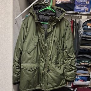 Topshop Olive Green Hooded Puffer Jacket